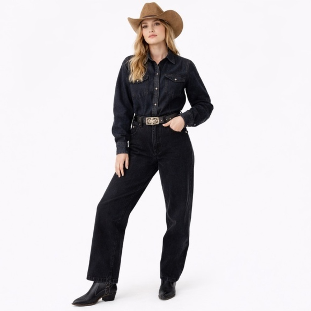 Vintage Rockies High Rise Black Denim Jeans Western Yoke Cowgirl Fit Sz 17/L